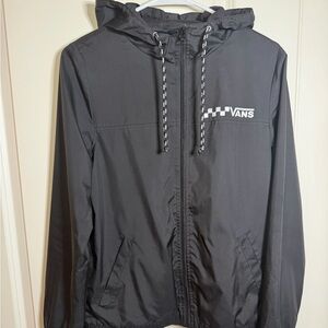 Vans “Off The Wall” Black Windbreaker Size Small Full Zip Hoodie Retro